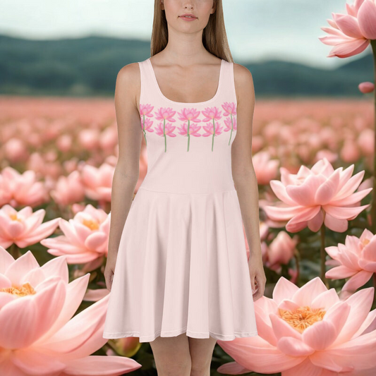 Pink Lotus Skater Dress
