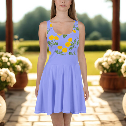 Lavender Blue Printed Top Style Skater Dress