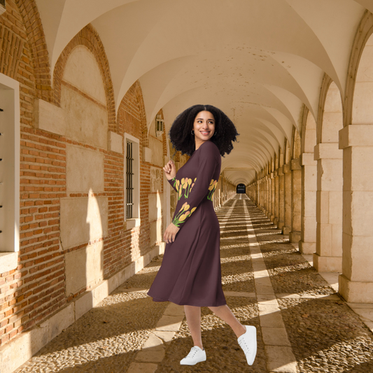 Coffee Tulip Midi Dress