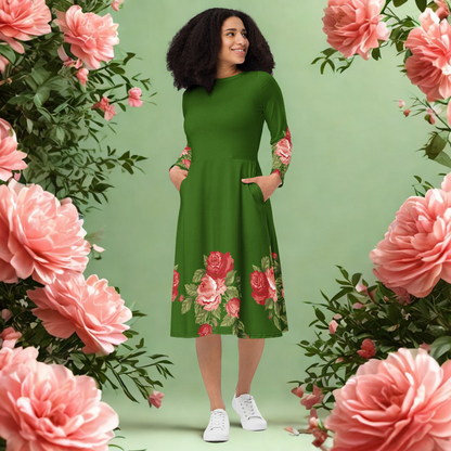 Green Floral Midi Dress